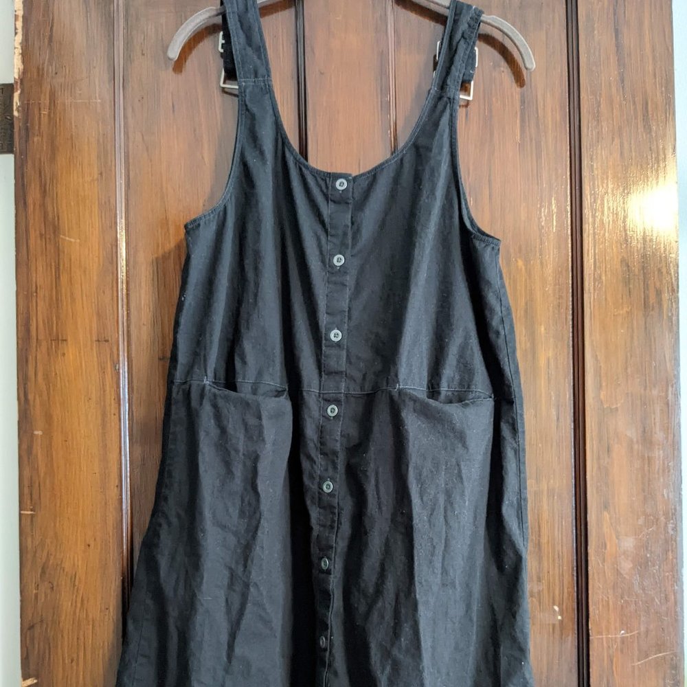 Black Gudrun Sjoden Apron Dress Size S Cotton Linen